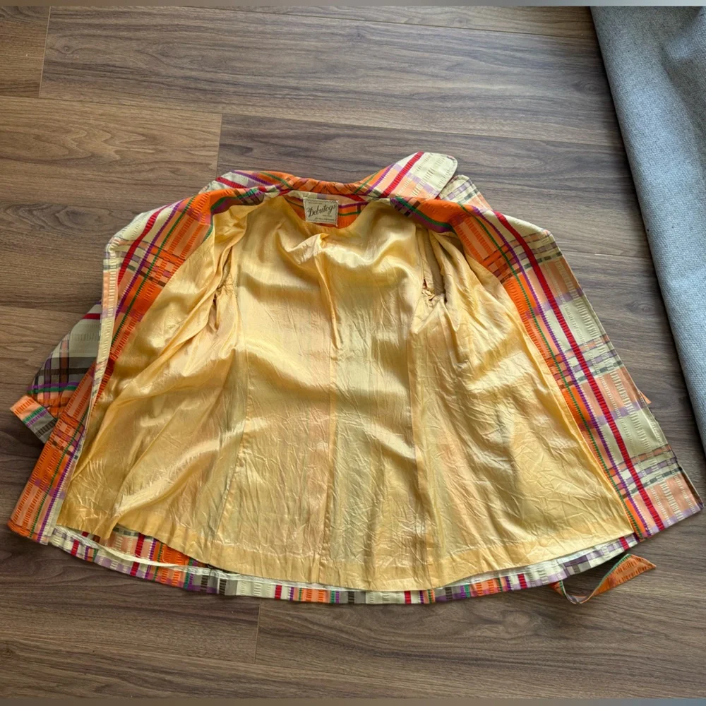 VTG 70s New York Debutogs Rainbow Plaid Spring Belted Maximalist LightJacket S/M - Picture 9 of 16